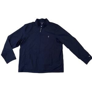 IZOD Men’s Jacket Windbreaker Size XL Navy Blue Lined Pockets Wind Resistant EUC